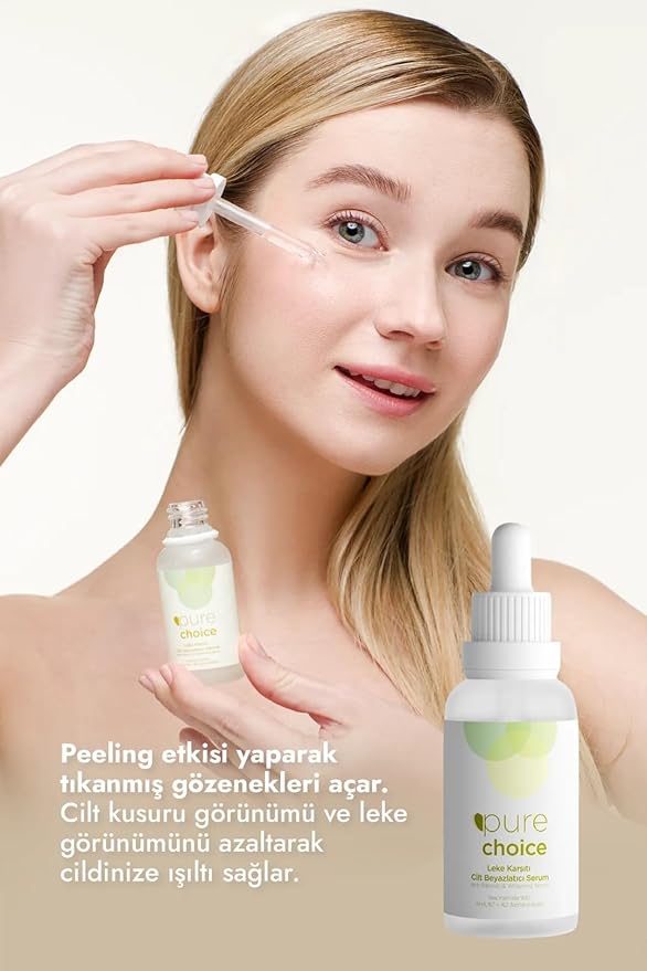 Pure Choice 30 Ml Whitening Serum - Anti-Blemish, Niacinamide 10%, Aha 7%, Alpha Arbutin 2% Anti-Spot Skin, Anti-Blemish Skin Whitening Serum helps revitalize the skin