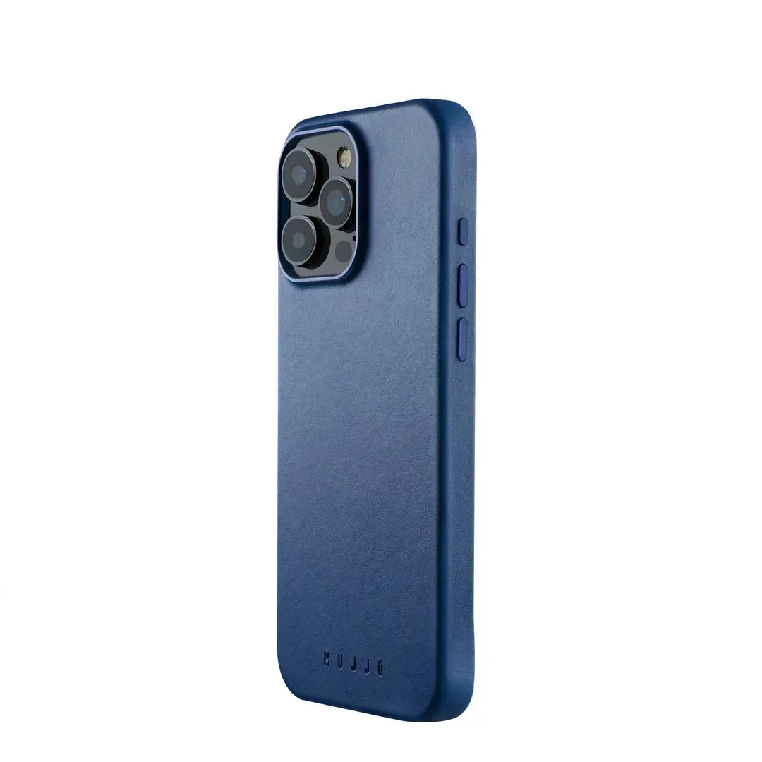 Luxury Mobile case iPhone 16 Pro Monaco Blue Full Leather Case with - MagSafe MUJJO
