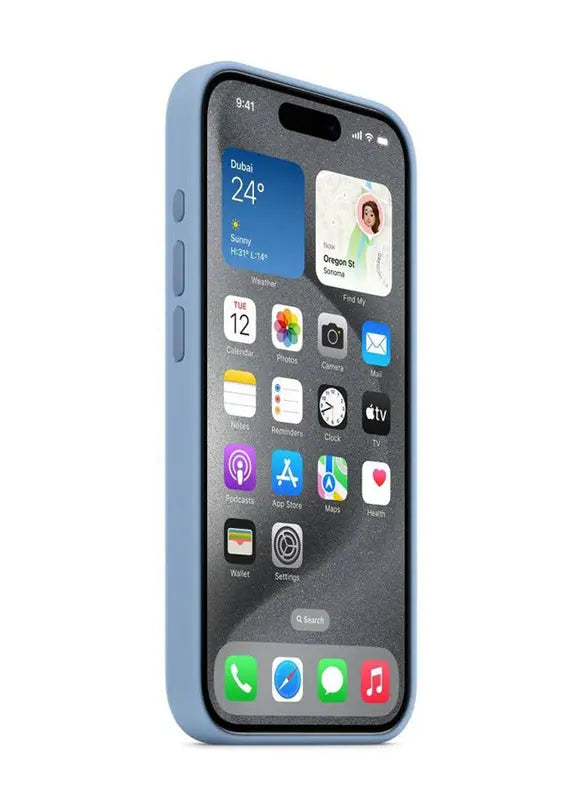 Apple iPhone 15 Pro Silicone Mobile Phone Case Cover, Light Blue APPLE