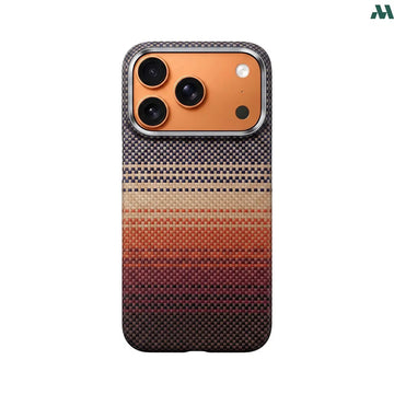 MOBCOS aramid fiber magnetic case for iPhone 17 Pro in Sunset Red