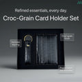 Crocodile black leather wallet keychain