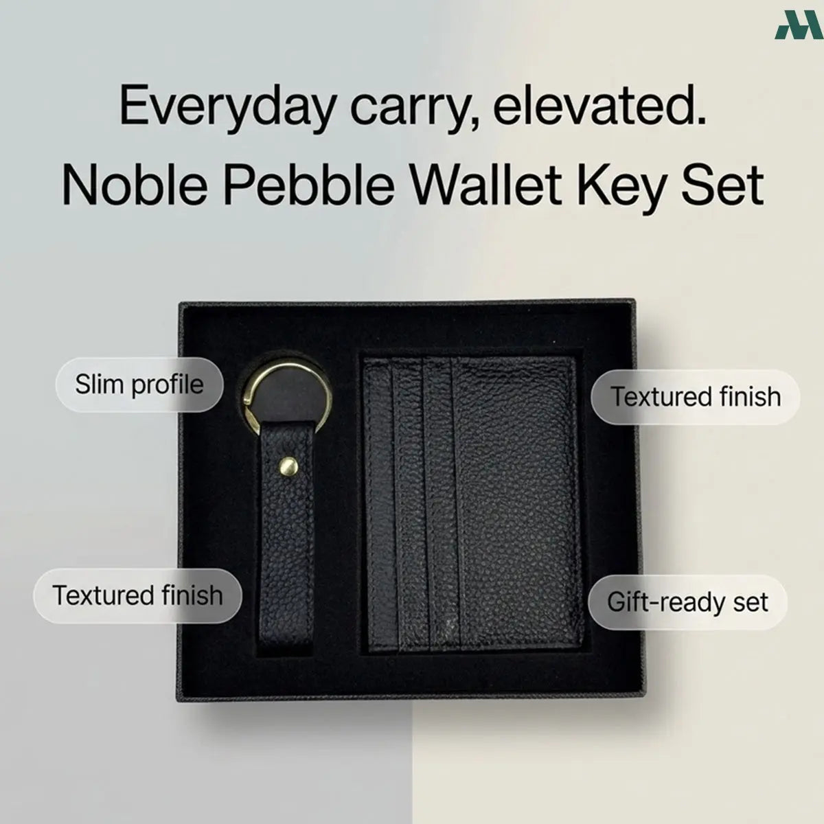 Black leather wallet keychain