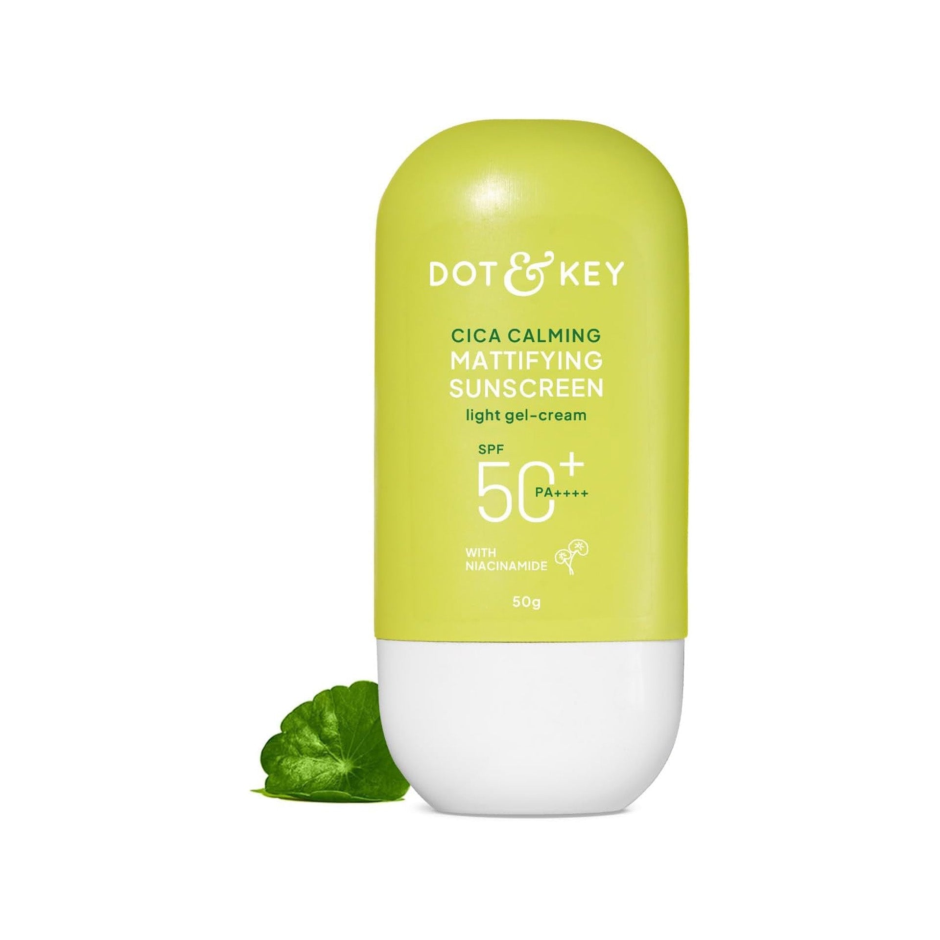 Dot & Key CICA Calming Mattifying Sunscreen SPF 50 PA++++ | For Oily Acne Prone & Sensitive Skin | UVA/UVB Protection | No White Cast, Ultra Light, Fragrance Free & Quick Absorbing | 50g DOT & KEY