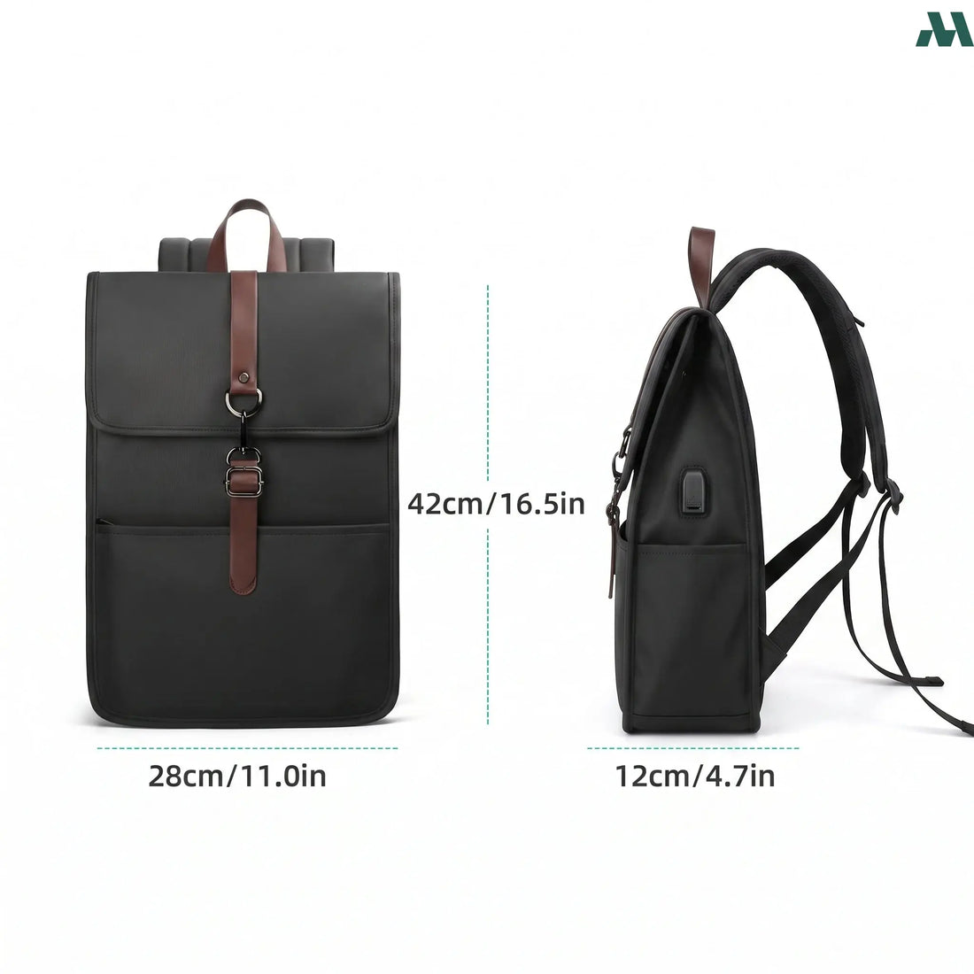 Slim Travel Waterproof Laptop Backpack – USB Anti-Theft Bag (Black) MOBCOS