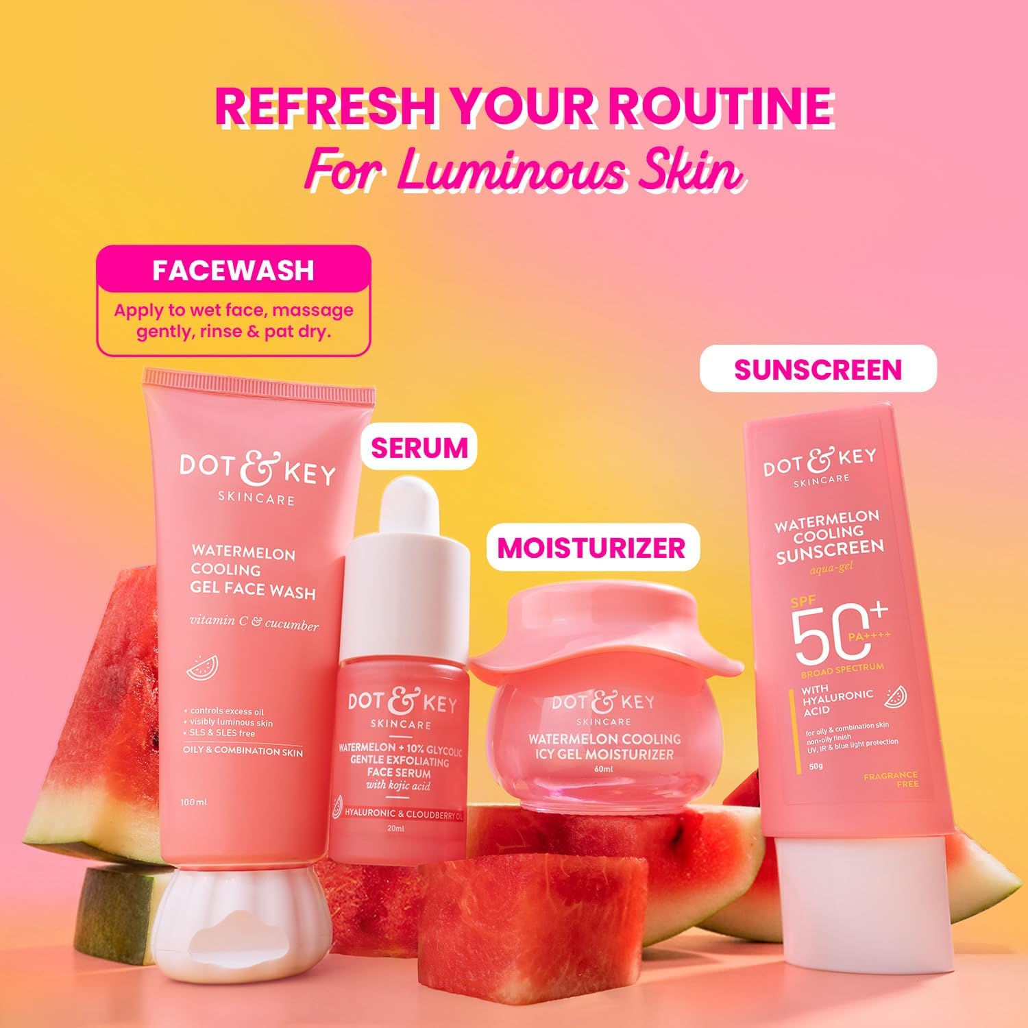 Dot & Key Watermelon SuperGlow Facial Gel Cleanser, 100ml DOT & KEY