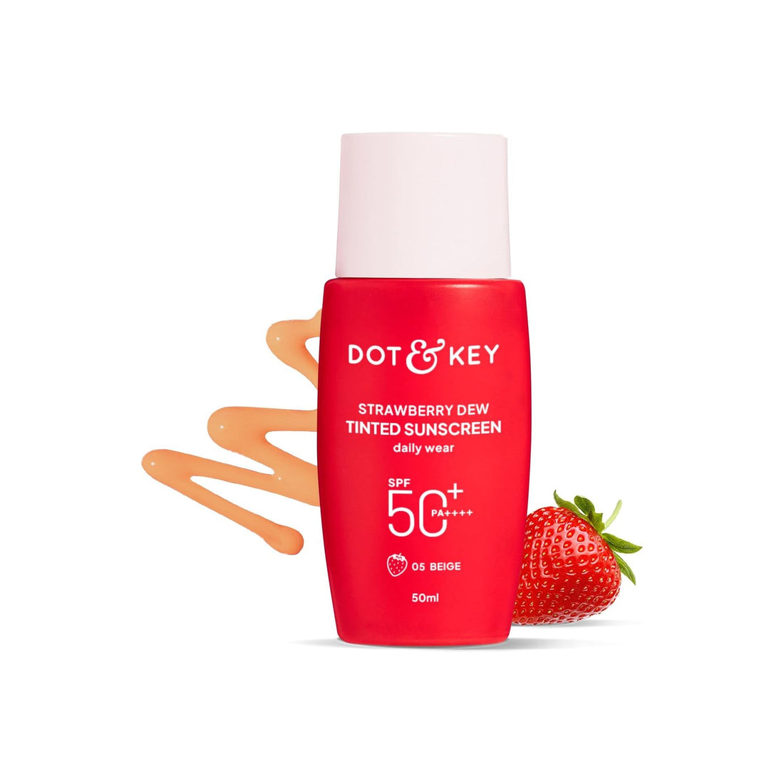 Dot & Key Strawberry Dew Tinted Sunscreen SPF 50+ Pa++++ - 05 Beige | Protection Against UA/UB | Broad Spectrum, Water & Sweat resistant | For All Skin Types | 50ml DOT & KEY