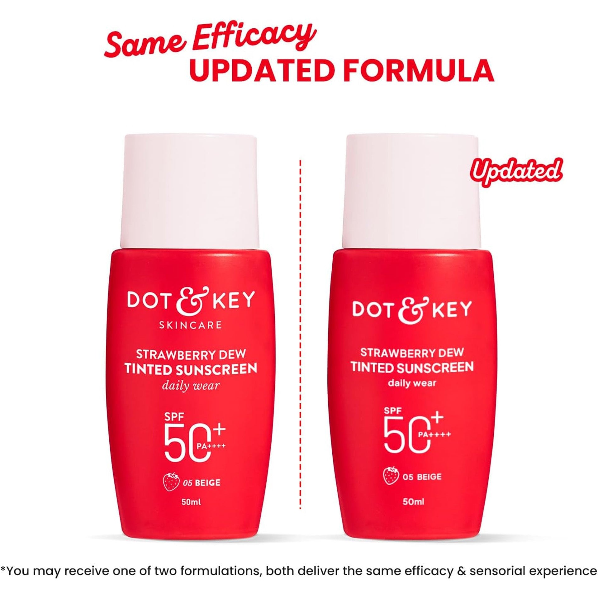 Dot & Key Strawberry Dew Tinted Sunscreen SPF 50+ Pa++++ - 05 Beige | Protection Against UA/UB | Broad Spectrum, Water & Sweat resistant | For All Skin Types | 50ml DOT & KEY
