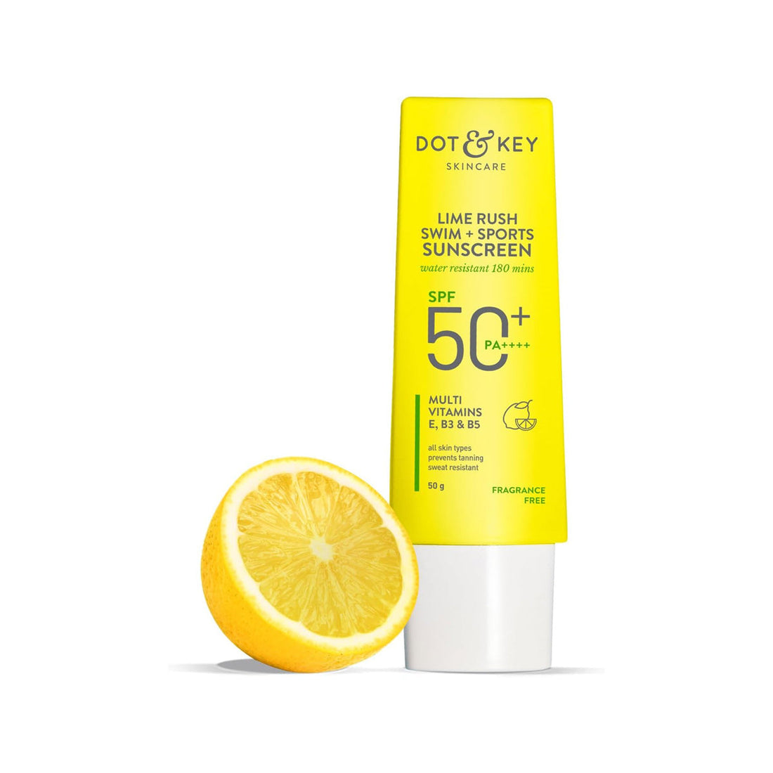 Dot & Key Lime Rush Swim + Sports Sunscreen SPF 50 PA++++ | Water Resistant & Sweat Resistant Sunscreen | UV/UVA Protect | No White Cast | Prevents Tan | For All Skin Types | For Women & Men DOT & KEY