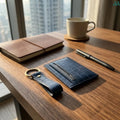 Slim leather card holder detail