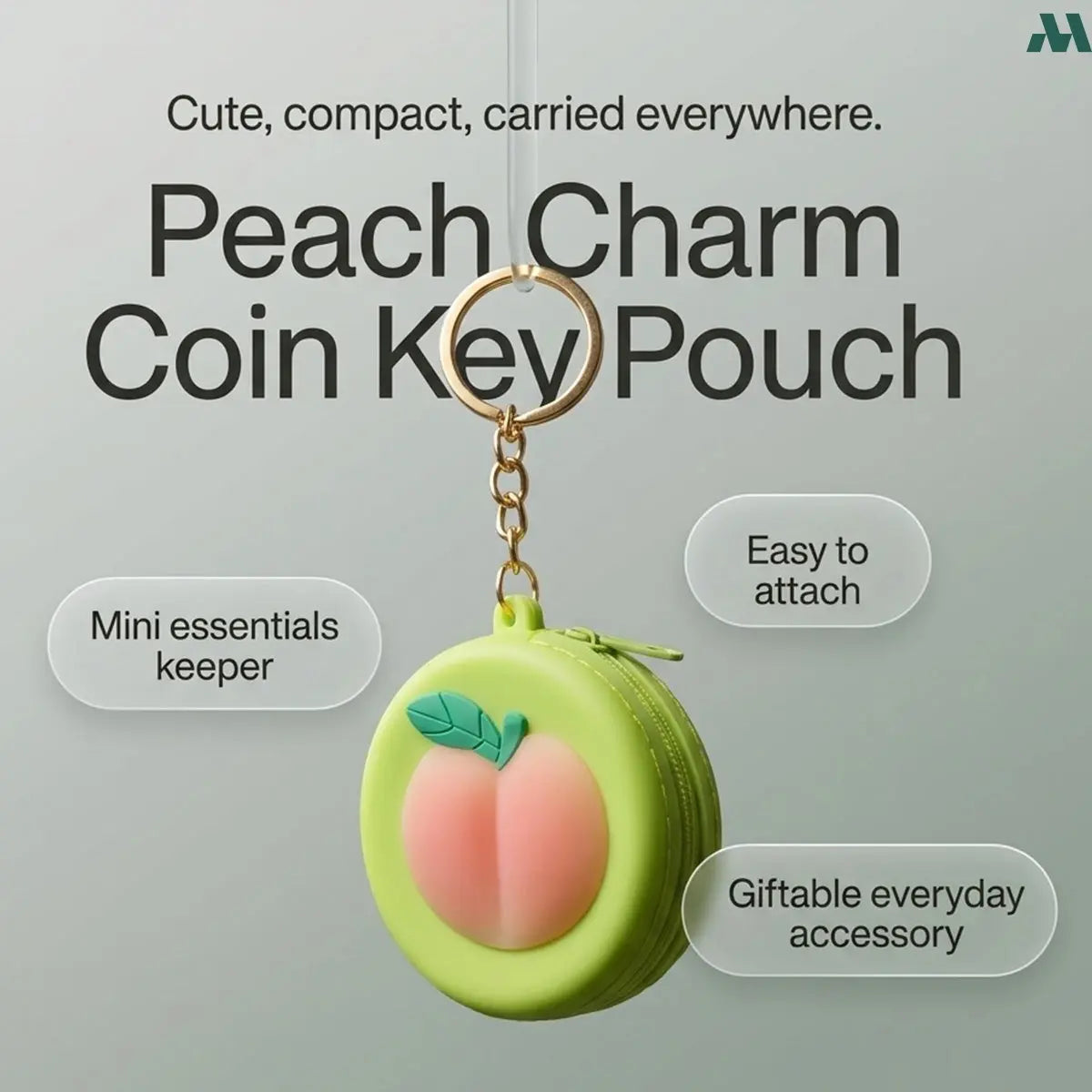 Green fruit silicone keychain pouch