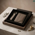 Slim leather card holder detail