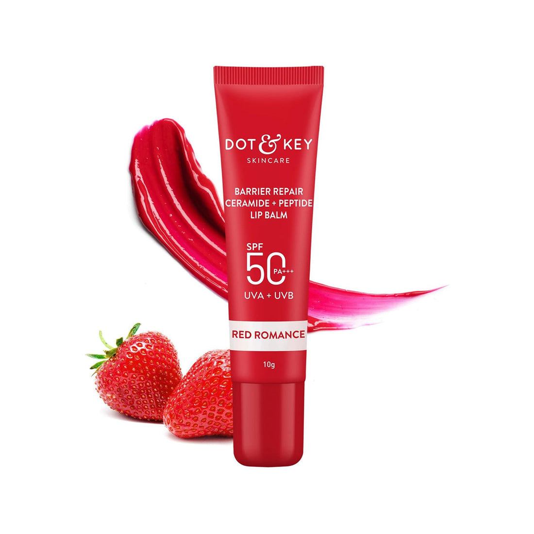 Dot & Key Ceramide & Peptide Barrier Repair Brightening Lip Balm SPF 50 PA+++ - Red Romance (10 g) DOT & KEY