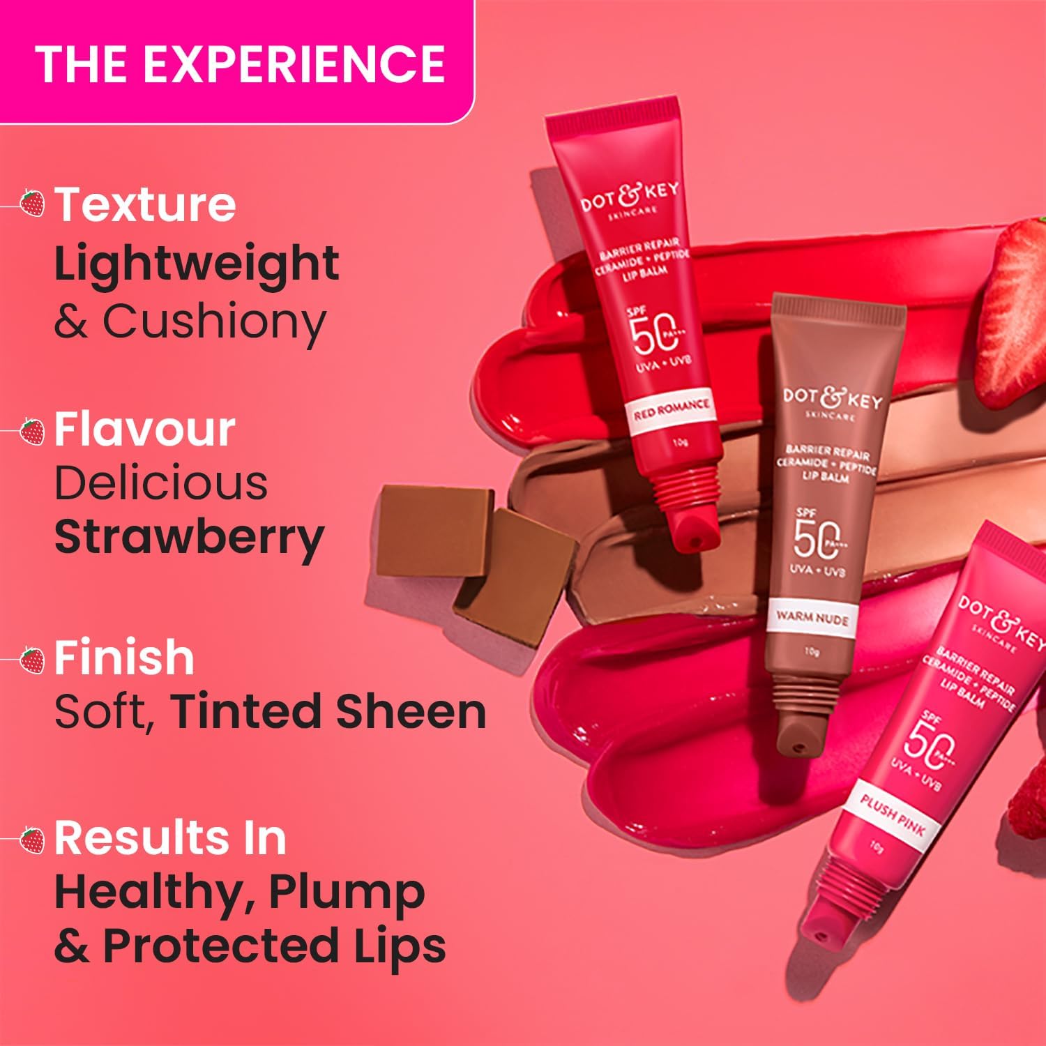 Dot & Key Ceramide & Peptide Barrier Repair Brightening Lip Balm SPF 50 PA+++ - Red Romance (10 g) DOT & KEY