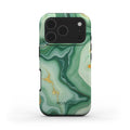 Mobcos iPhone 17 Pro Emerald Flow Premium Case Compatible with Hybrid Dual-Layer Hard Shell + Silicone Protection - Scratch-Resistant Shockproof Mobile Cover Mobcos