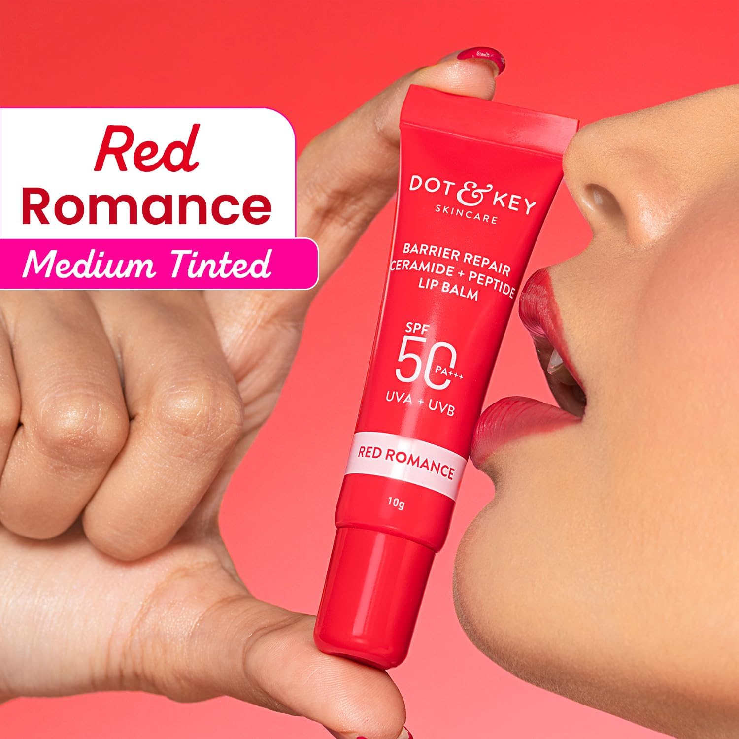 Dot & Key Ceramide & Peptide Barrier Repair Brightening Lip Balm SPF 50 PA+++ - Red Romance (10 g) DOT & KEY