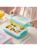 Mobcos Dino Dino Green Plastic Multi-Compartment Portable Kids Lunch Box with Secure Locking Lid for Fresh and Organized Meals Mobcos