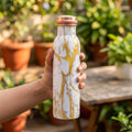 Golden Calacatta copper bottle with leakproof cap