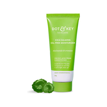 DOT & KEY Cica + Niacinamide Oil Free Moisturizer For Acne Prone Skin Oil Free & Lightweight Fades Dark Spots & Blemishes, Soothes Redness Acne Cream For Oily Acne Prone & Sensitive Skin 50Gm DOT & KEY