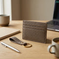 Leather card holder with matching keychain