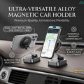 Ultra versatile alloy magnetic car holder dual joint arm
