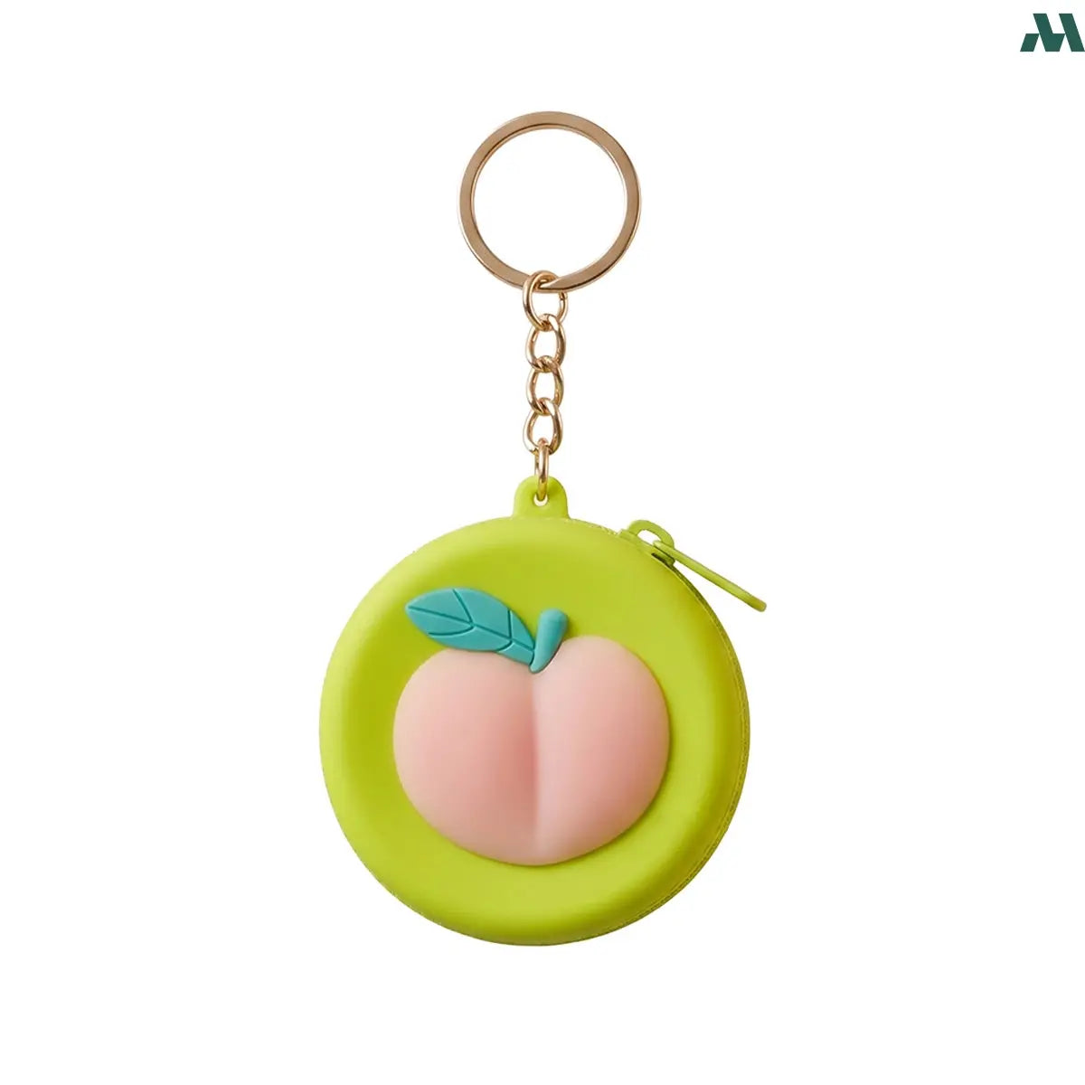 Green fruit silicone coin purse keychain