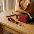 Slim leather card holder detail