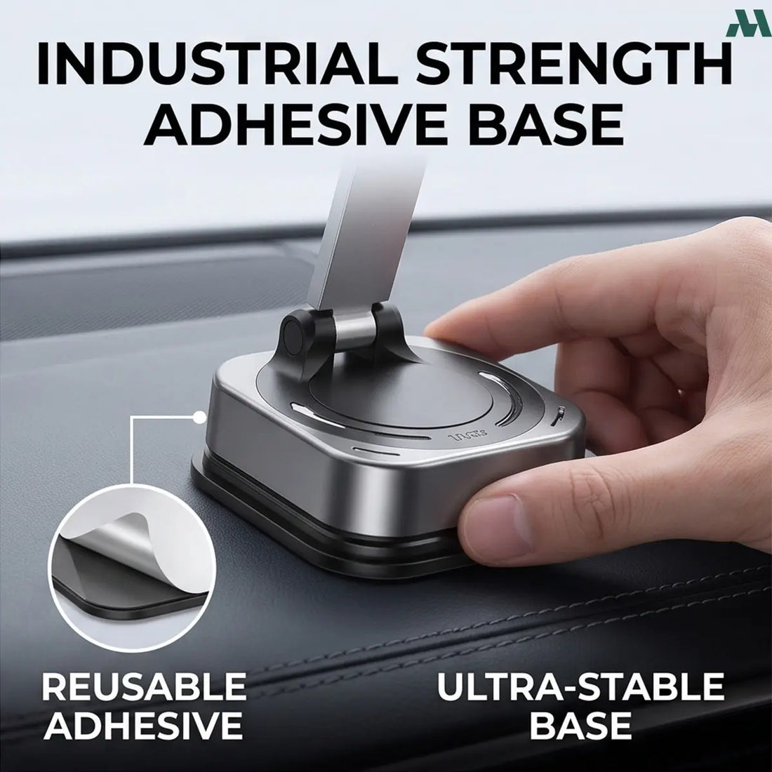 Square black alloy magnetic car phone holder