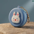 Blue rabbit silicone keychain pouch