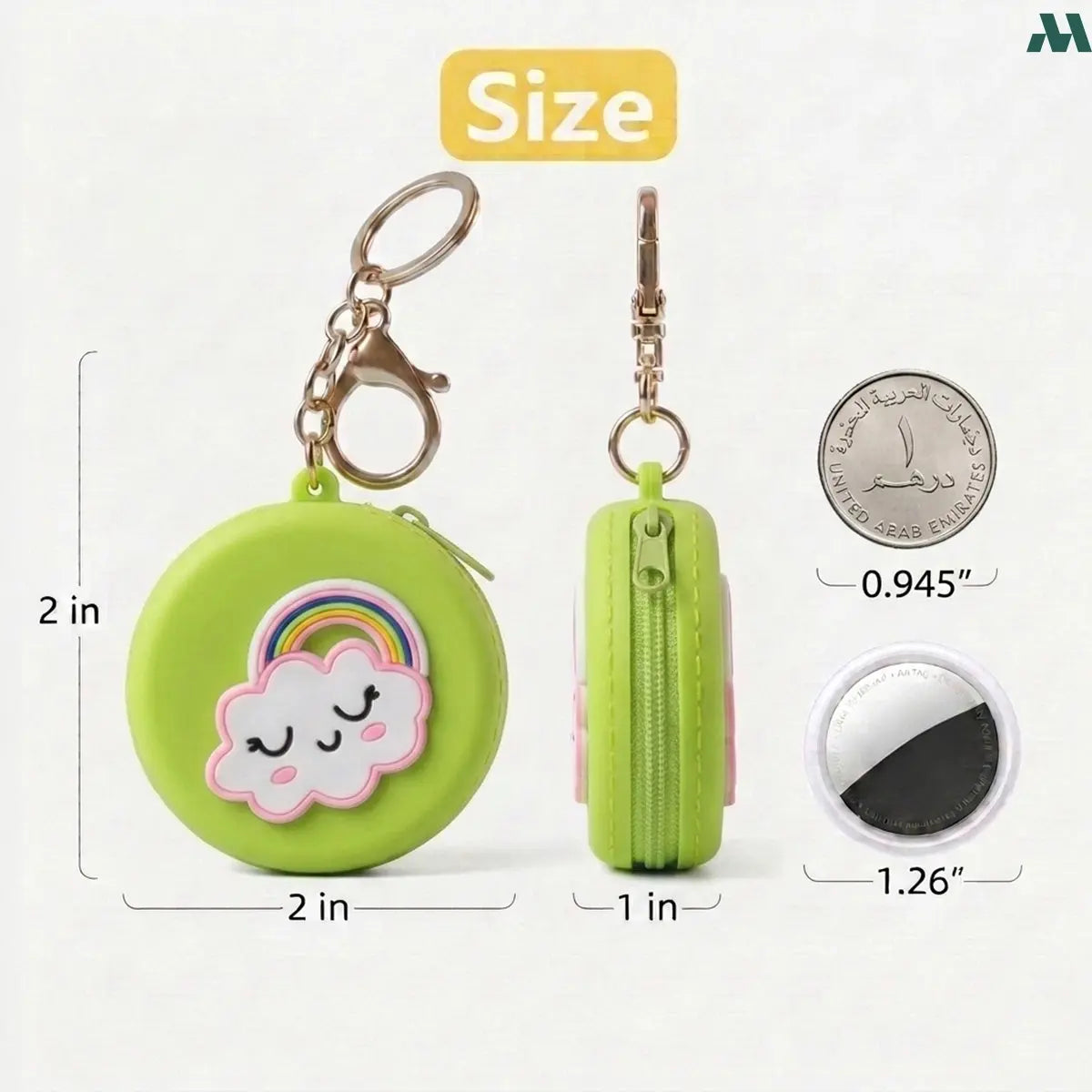 Silicone rainbow coin purse with keychain clip