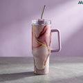 Insulated tumbler detail pink marble