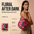 Pink floral potli bag with drawstring