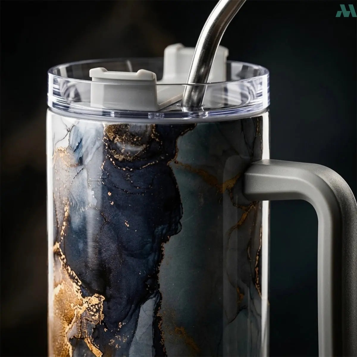 1.2L insulated tumbler gray marble lifestyle