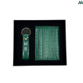 Crocodile green leather card holder and keychain gift set