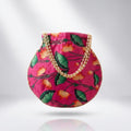 Pink floral print potli bag Mobcos