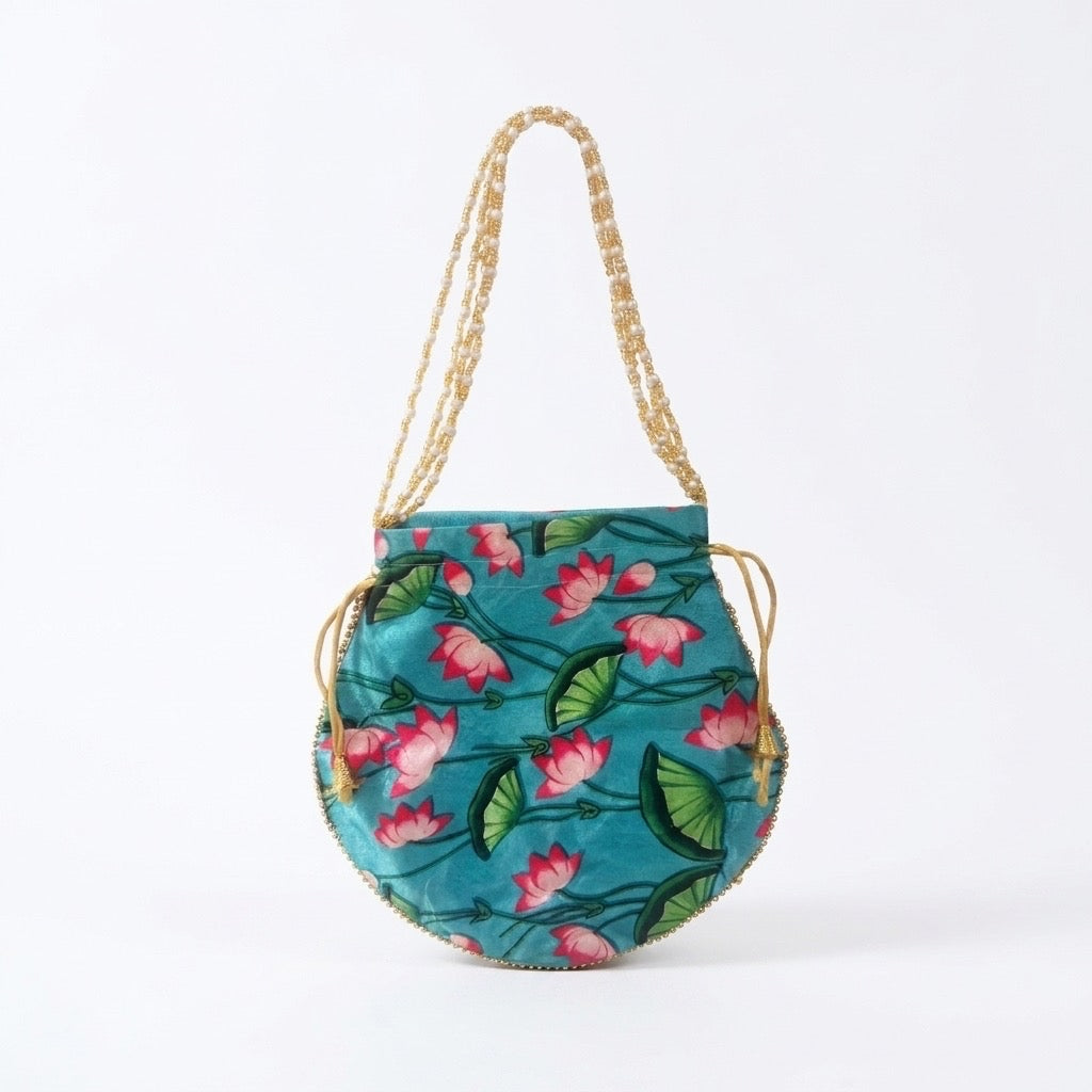 Blue potli bag ethnic wedding accessory