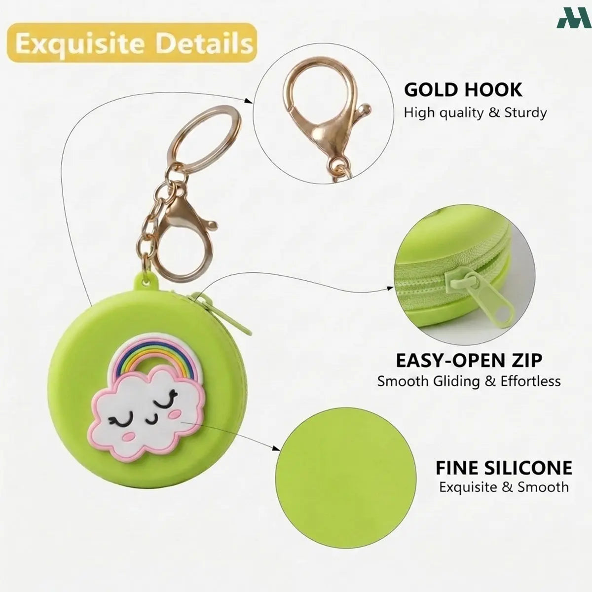 Green rainbow mini zipper pouch