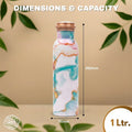 1 litre copper water bottle Oceanic Rose Agate