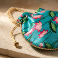 Blue floral print potli detail