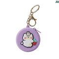 Purple teddy silicone coin purse keychain
