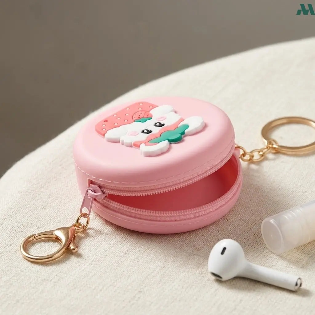 Cute bear silicone pouch keychain