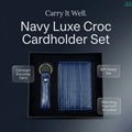 Crocodile blue leather wallet keychain