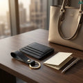Slim leather card holder detail