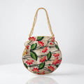 Beige floral print potli bag Mobcos