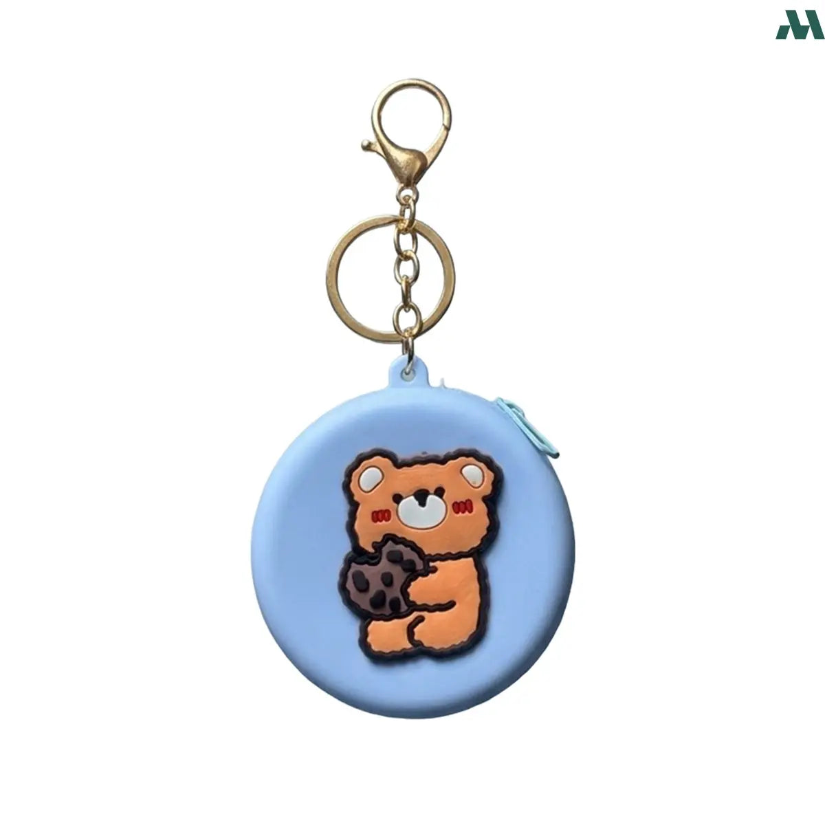 Blue teddy silicone coin purse keychain