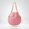 Pink mirror work potli pouch drawstring closure