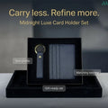 Blue leather wallet keychain gift set