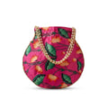 Pink floral potli pouch drawstring closure