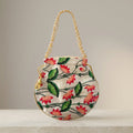 Beige floral potli bag with drawstring