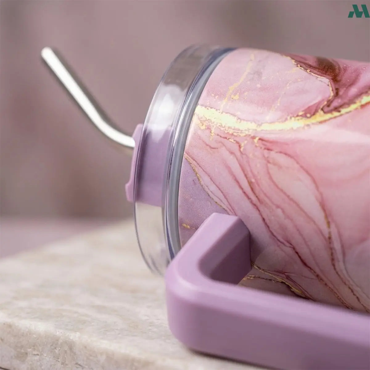 1.2L insulated tumbler pink marble lifestyle
