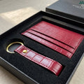 Leather card holder with matching keychain